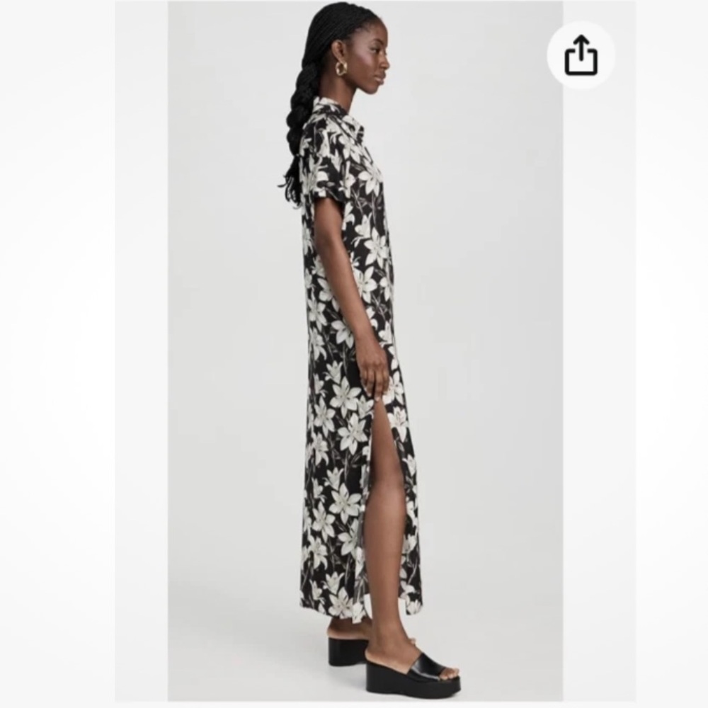 NWT Alice + Olivia Sz S Edyth Stargazer Floral Print Maxi Dress Black Viscose - Picture 6 of 10